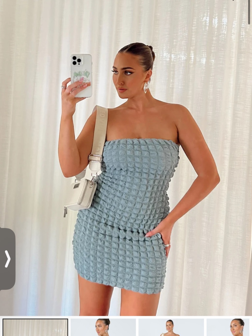 Princess Polly Strapless Blue Textured Mini Dress
